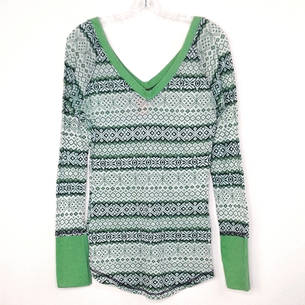 VTG Free People Aztec Pattern Print Thermal L